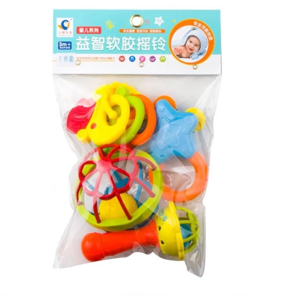 Chocalho de bebê não tóxico mastigável haste de aperto de mão instrumento musical brinquedos coloridos educativos sino de mão brinquedos infantis toddel