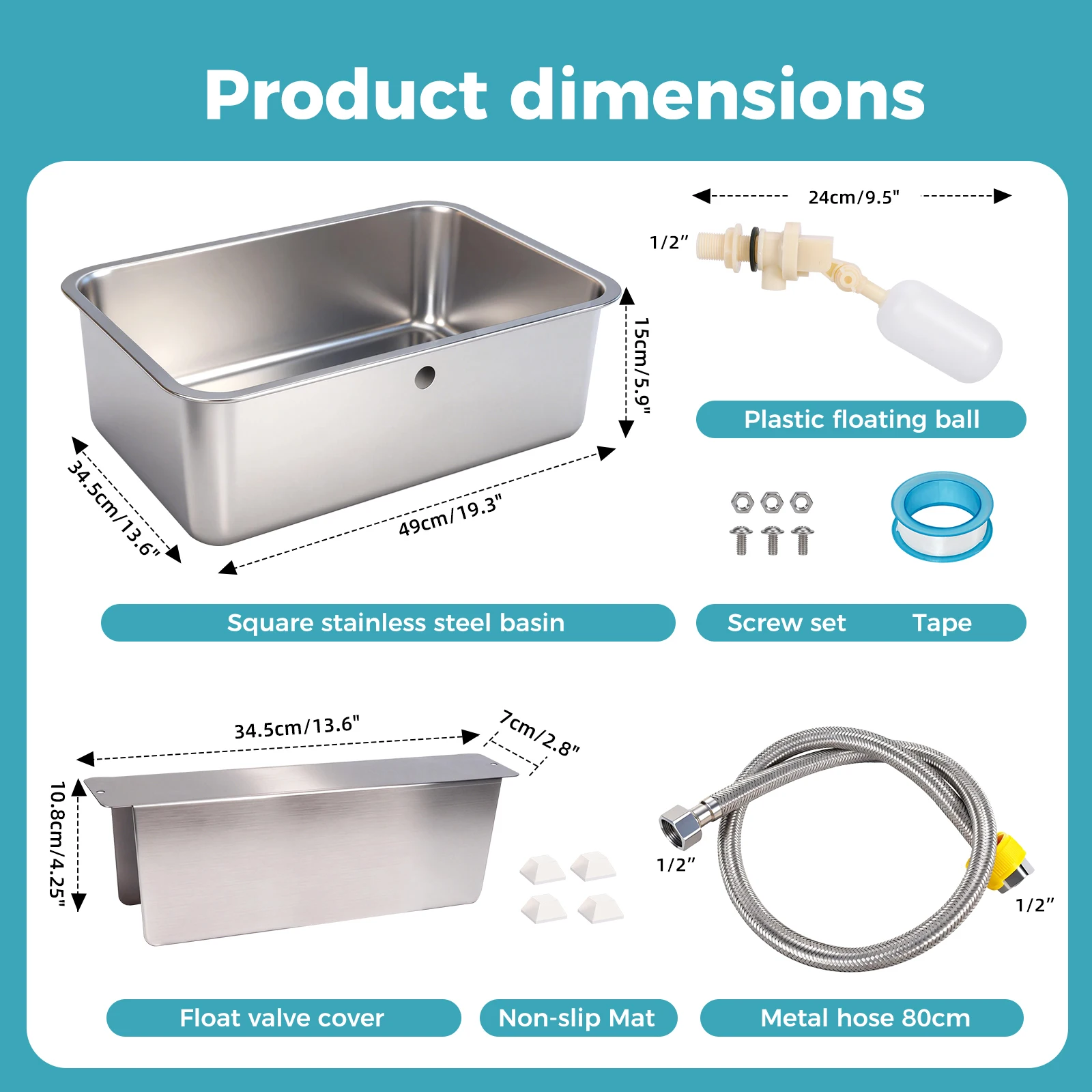 Dog Water Bowl 25LBS Large Size Stainless Steel Fully Automatic Water Dispenser Connect Waterpipes Drinking Equipment DN15 DN20