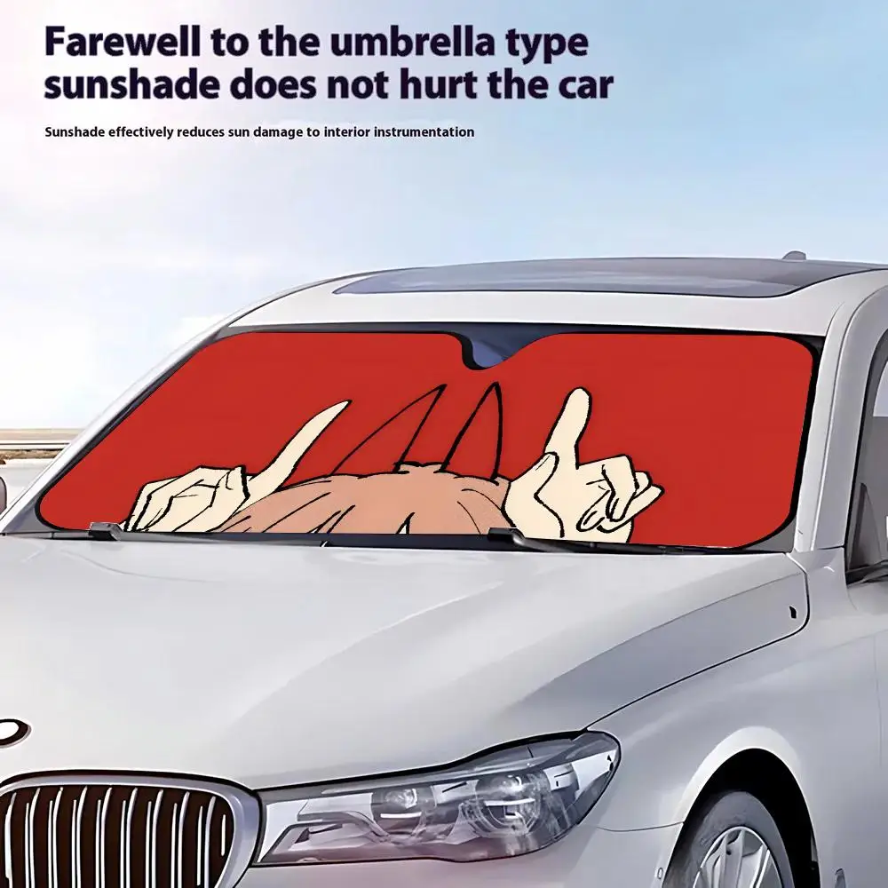 Chainsaw Man Sun Visor Retractable Car Sun Visor Anti-Glare UV Protection Front Window Sunshade