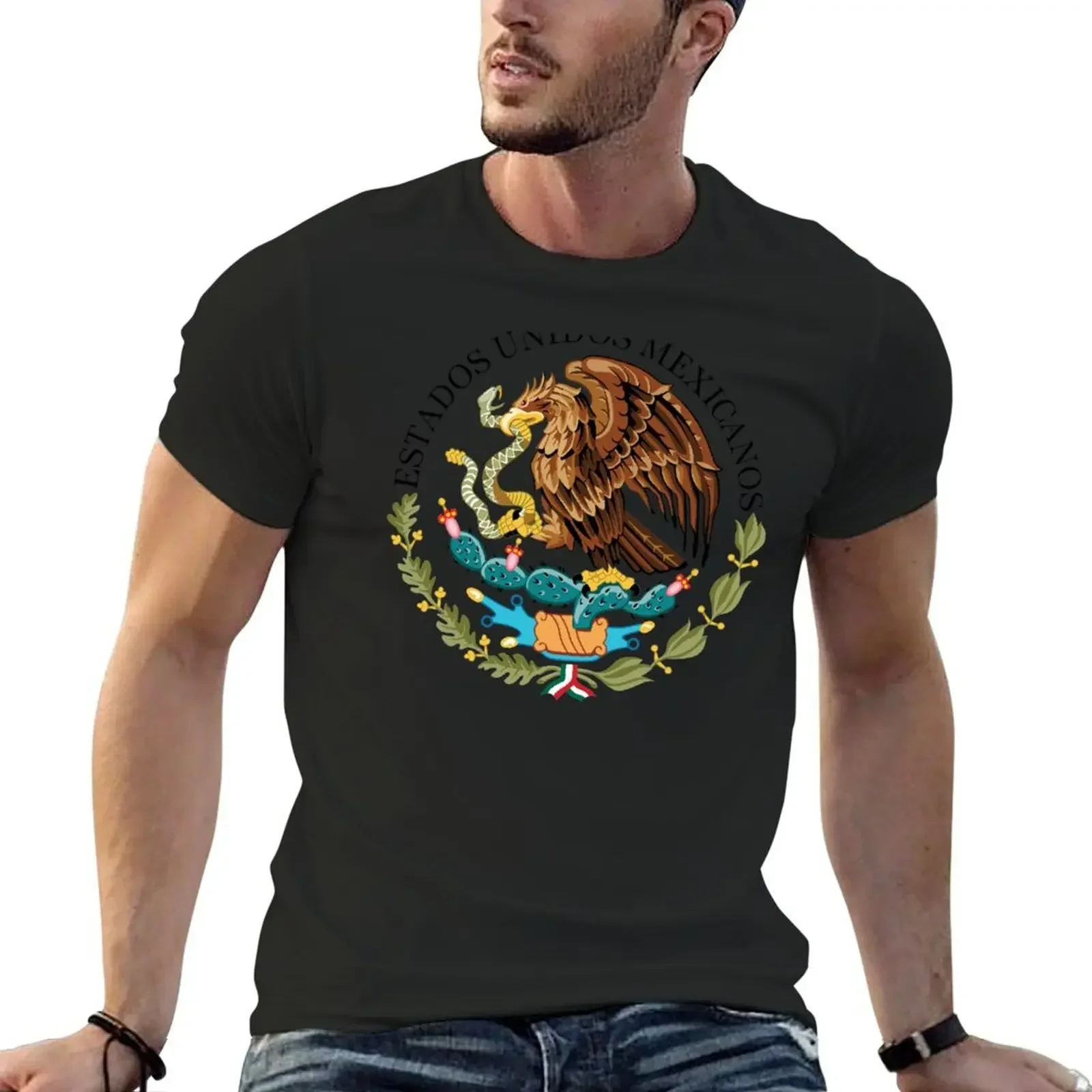 Seal in the national flag of Mexico T-Shirt sports fans heavyweights baggy shirts heavy weight t shirts for men