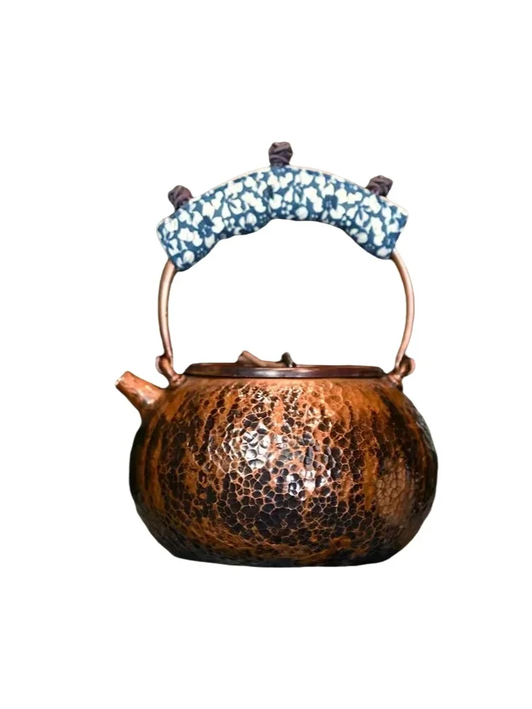 Handmade Pure Copper Teapot Kettle Electric Pottery Stove Enclosed Boiling Tea Brewer Traditional Japanese Style Copperware