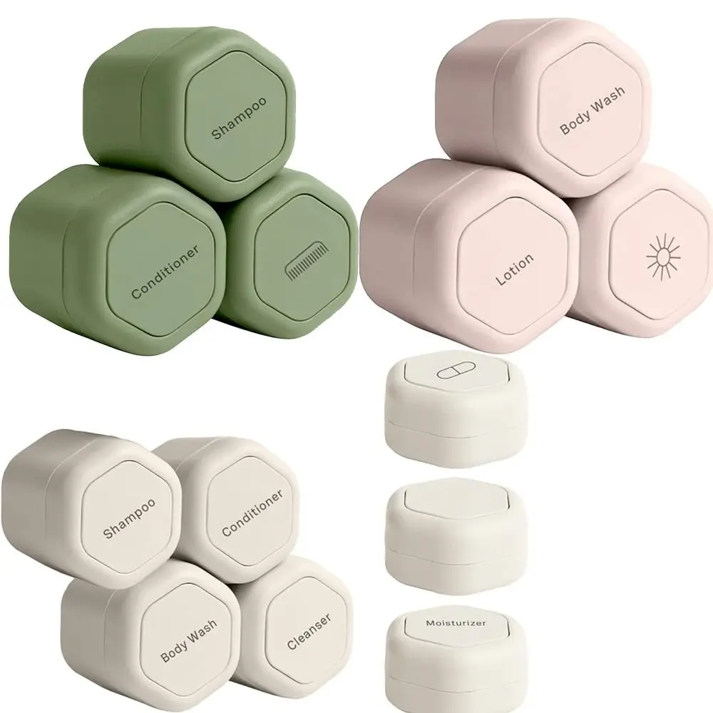 

3Pcs Portable Magnetic Cosmetic Dispenser Travel Storage Magnetic Stacking Dispenser Bottle for Face Cream Sunscreen Organizer