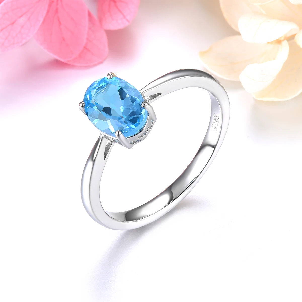 Voorraadopruiming Natuurlijke Blauwe Topaz Sterling Zilveren Ring 1.51 Karaat Echte Edelsteen Eenvoudige Stijl Fijne Sieraden Voor Vrouwen