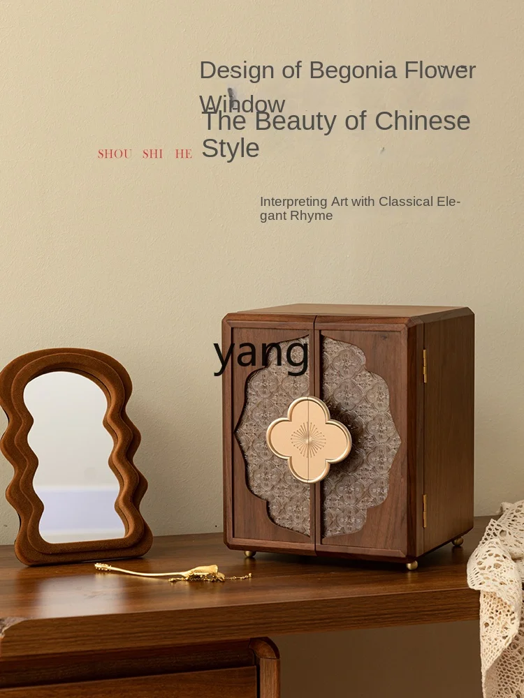 Yjq Wooden Jewelry Storage Box High-End Exquisite National Style Hand Jewelry New Chinese Jewelry Wedding Gift