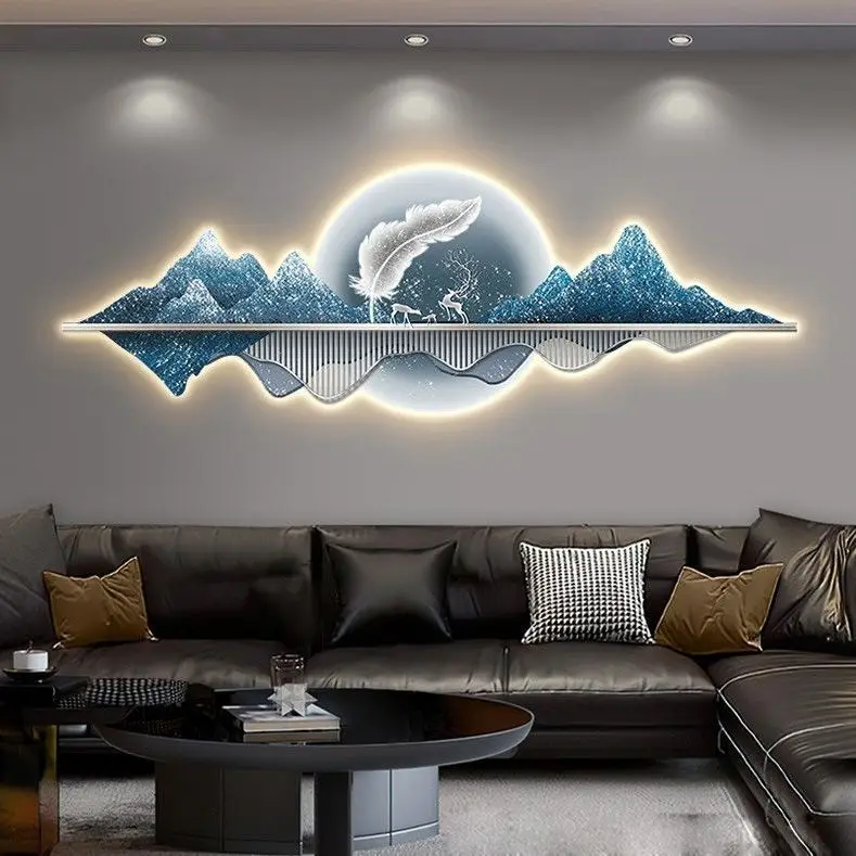 LED decorative painting modern luxury landscape mural sofa background living room mural mural