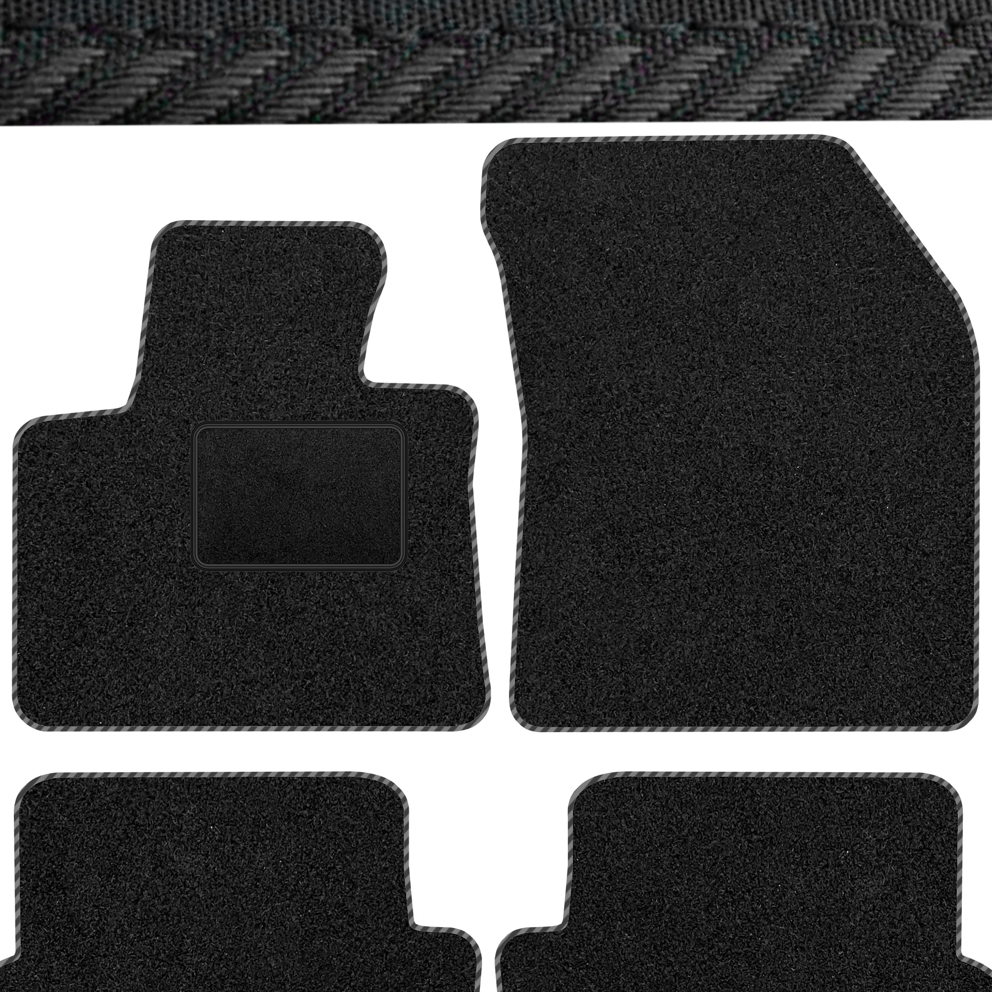 Image of Passende Veloursteppdecken für Peugeot 308 I 2007-2013 – Schwarz umrandet