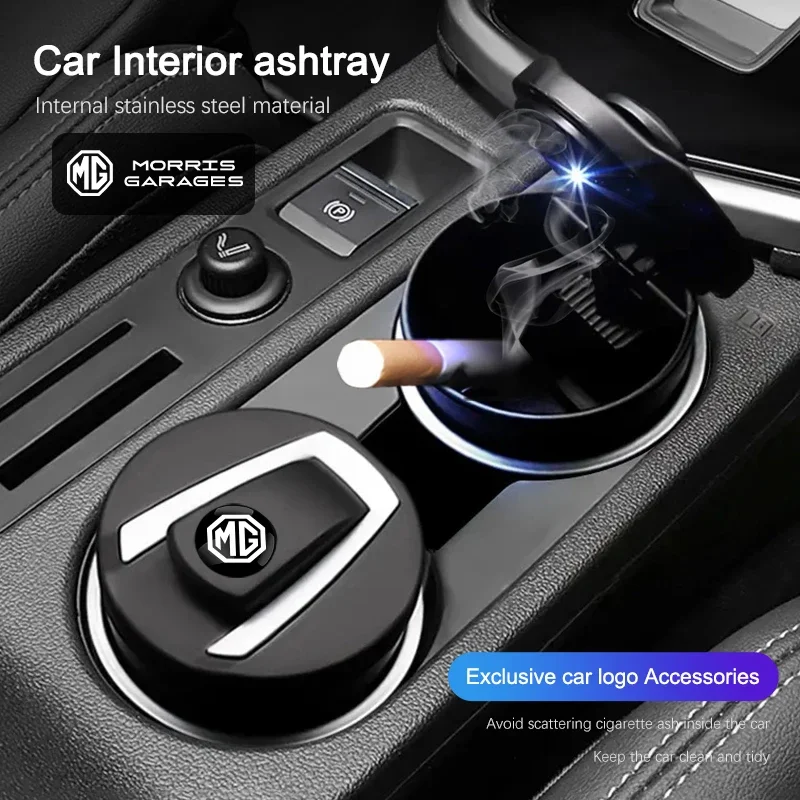 LED Night Light Cigarette Ash Cup Detachable Portable For MG HS ZS MG4 MG5 GT, Flame Retardant Car Ashtray Auto Interior Parts