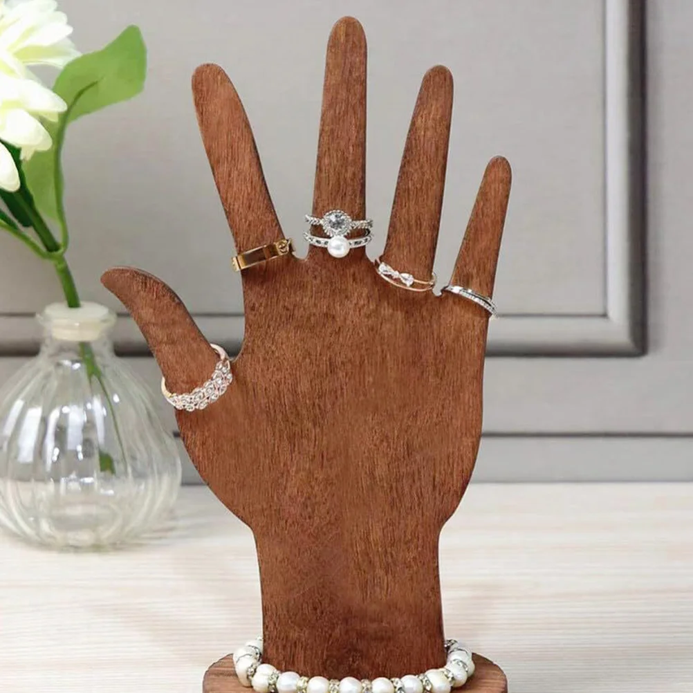 

2Pcs Hand Jewelry Holder Wooden Ring Stand Material Elegant Design Ring Organizer for Various Sizes Hand Jewelry Holder