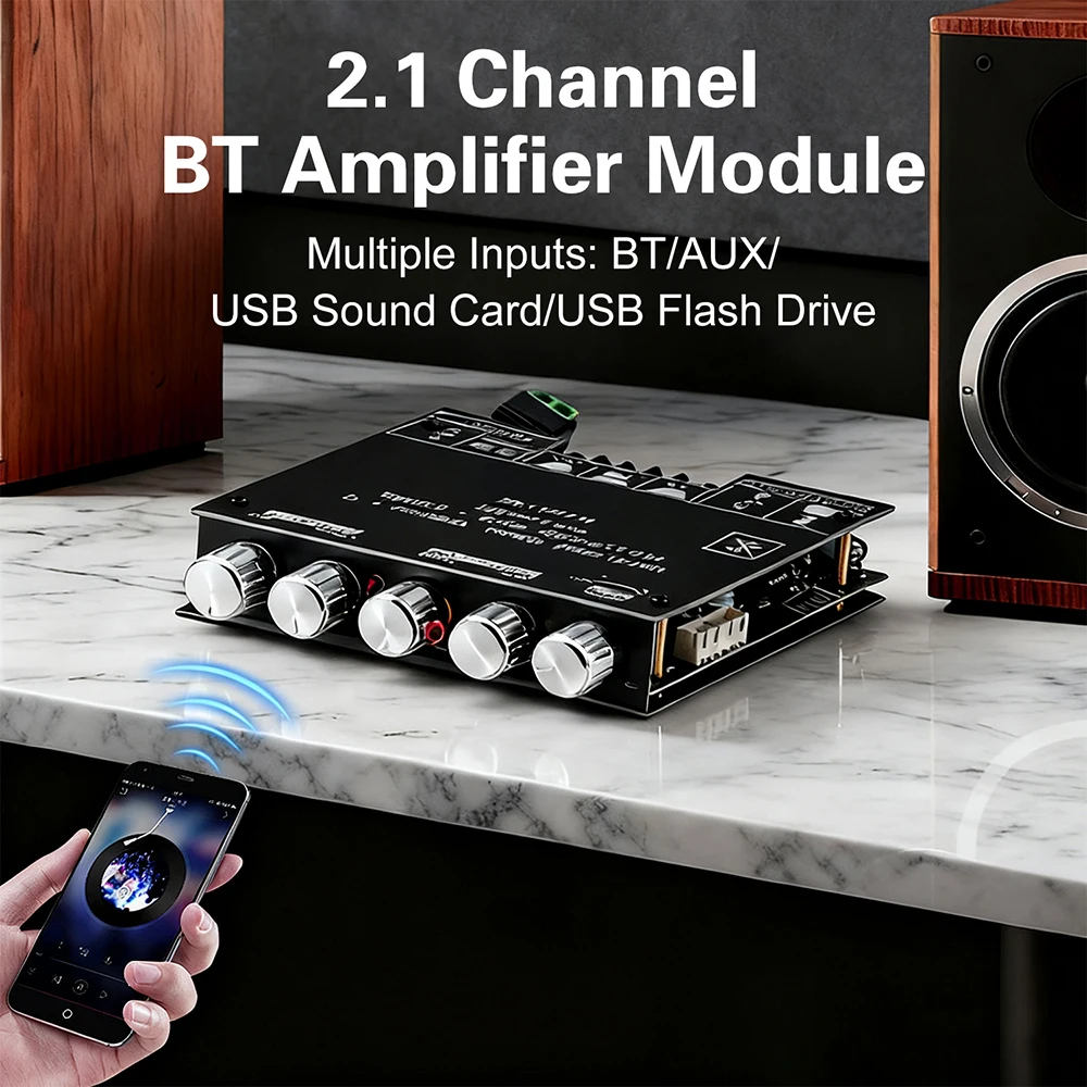 

DC 12-24V TB21H Bluetooth 5.1 Digital Aduio Amplifer Board 50W*2+100W 2.1 Channel Stereo Sound Subwoofer Bass Amplifers Module
