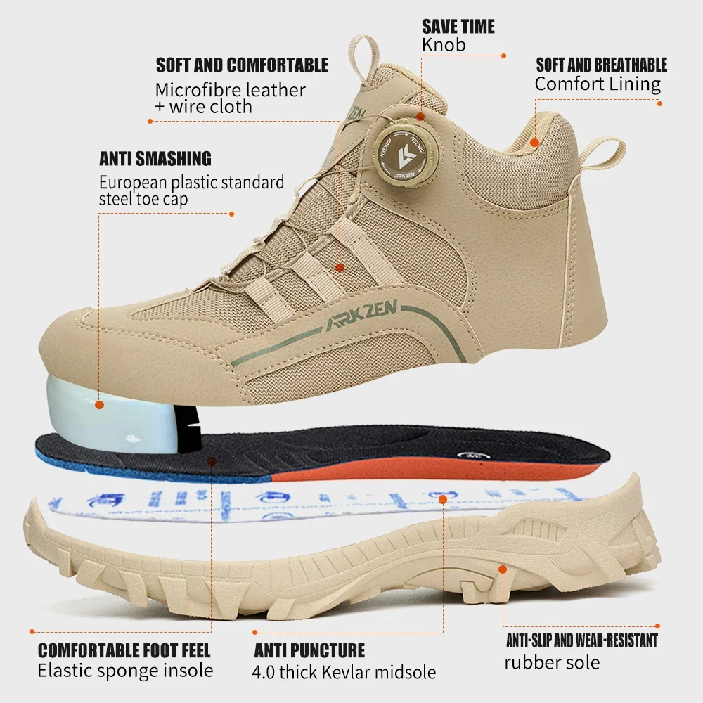 Male Indestructible Shoes Composite Toe Protection Shoes Security Puncture-Proof Work Sneakers Safety Boot for Engineers Men view 5