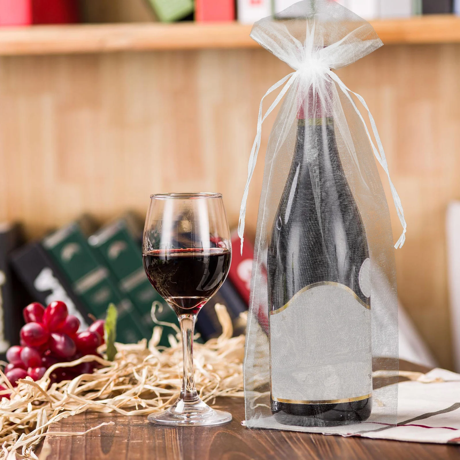 

20Pcs Organza Wine Bottle Bags Drawstring Mesh Large Capacity Breathable Gift Bag for Wedding Birthday Party Favor Packaging