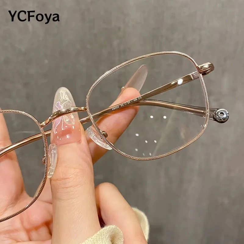 

YCFoya Женские и мужские оправы для очков из чистого титана, маленький размер, овальные, ретро, круглые, для коррекции зрения, оптические очки для близорукости H9002BJZ