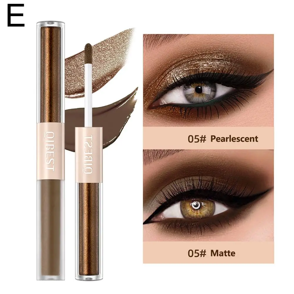 1 Uds sombra de ojos líquida de doble extremo 2 en 1 lápiz en barra cosméticos Bicolor maquillaje impermeable mujeres mate brillo sombra de ojos Shi N5C2