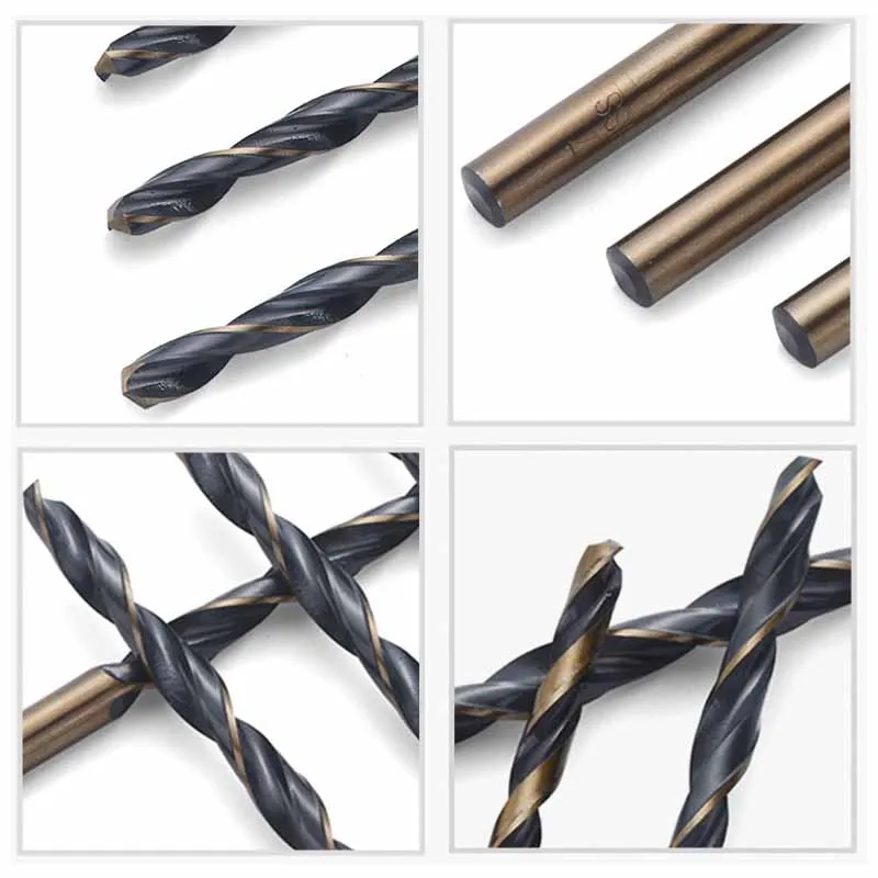 Broca revestida titanium de aço de alta velocidade da torção do diâmetro 3-14mm do diâmetro 3 dos pces broca reta da pata do bocado da mão amarelo e preto
