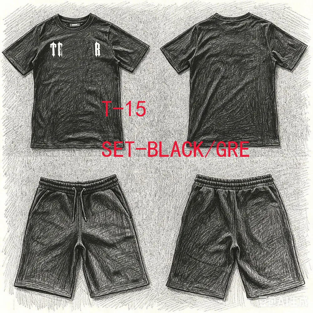 T-15 Short Set Tracksuit Trousers T-shirt jogging Streetwear Men women clothing Autumn Winter Tops Pants