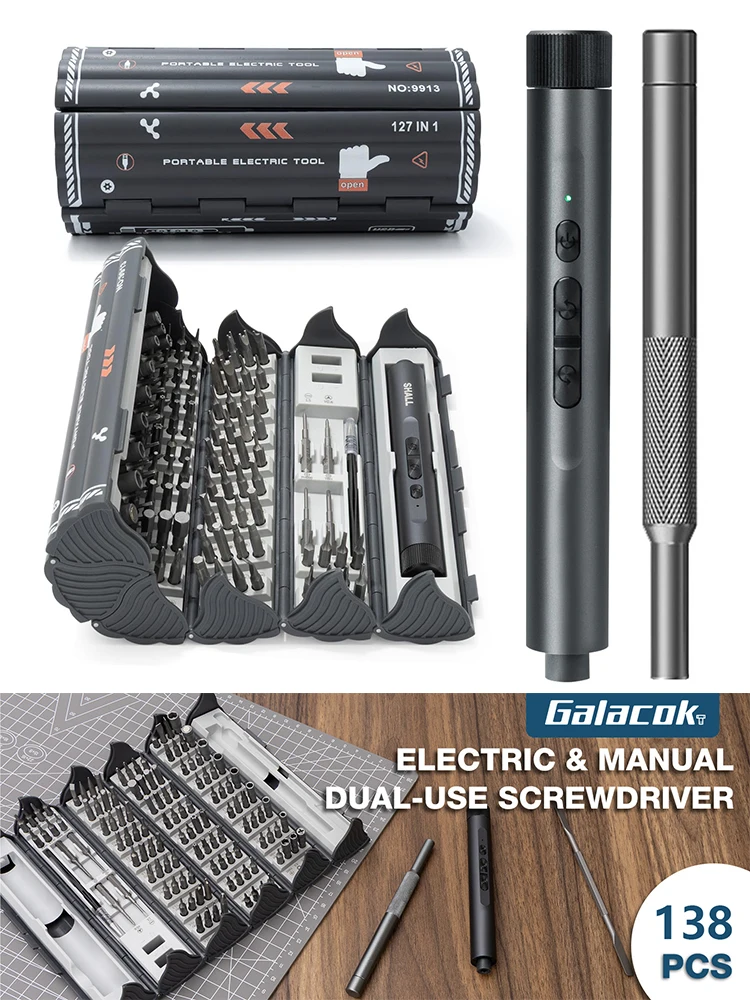 Galacok 138 in 1 precisieschroevendraaierset met 120 magnetische bits Multifunctioneel mini-reparatietool voor iPhone Watch Camera PC - afbeelding 2
