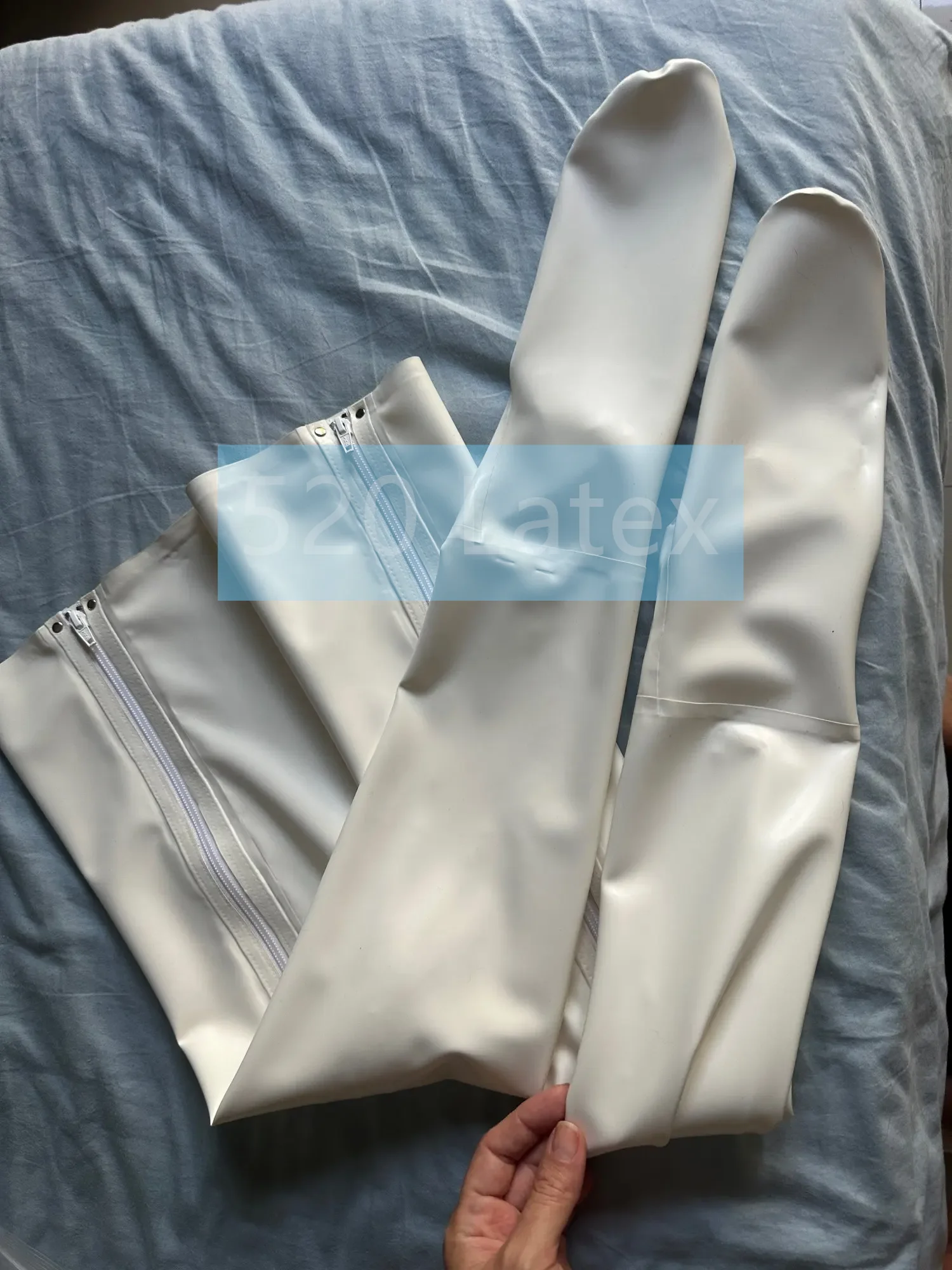 

Handmade Transparent Unisex Sexy Natural Latex Long Stockings Rubber Fetish Woman Thigh High Socks With Back Zip Halloween Party