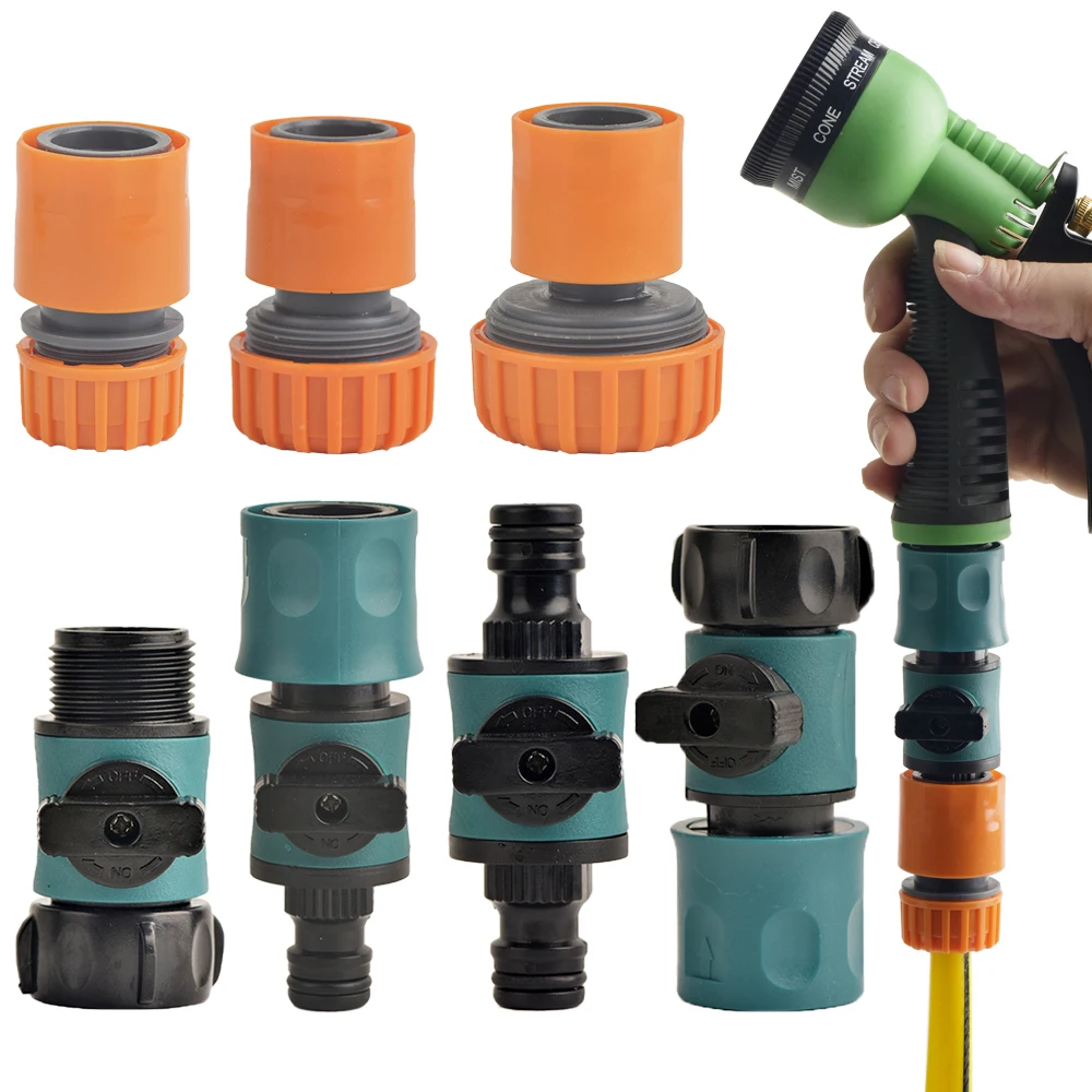 1/2\'\' 3/4\'\' 1\'\' Tap Hose Quick Connecter Valve Nipple OD16mm 20mm 32mm Garden Hose Waterstop Fittings Watering Gun Adapter
