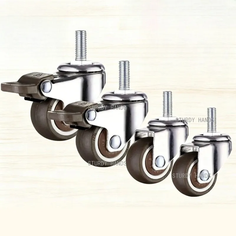 4PCS Furniture Silent Universal Wheel/brake Wheel M6 Screw Roller Furniture Casters Table/chair Casters Hardware Accessories