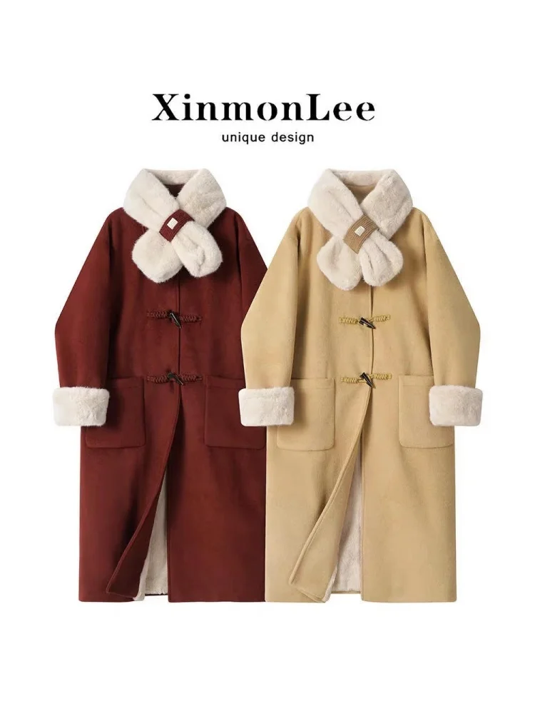 

Пальто шерстяное средней длины больших размеров, теплое, с отложным воротником, на пуговицах, в французском стиле, повседневное, модное, для молодых женщин