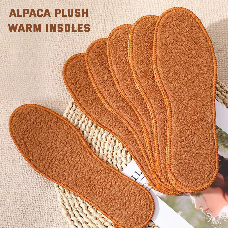 1Pair Wool Warm Shoes Insole Thicken Snow Boots Shoe Sole Thermal Insert Winter Sports Running Insoles Men Woman Heating Pads