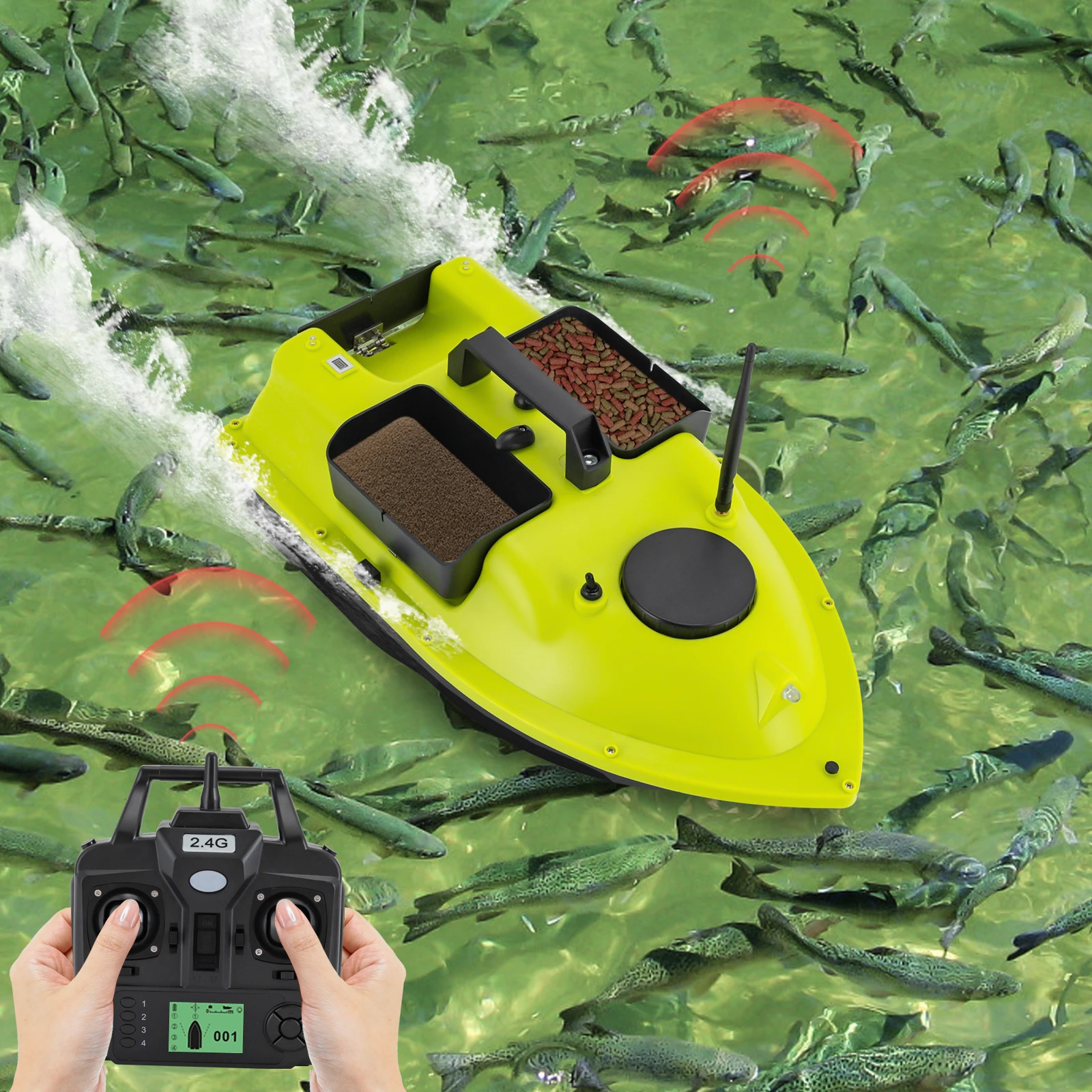 Tragbares Angelköderboot mit Fernbedienung GPS-Signal 2 X 5200 mAh Li-Ionen-Akkus Angelköderboot – Detail 1