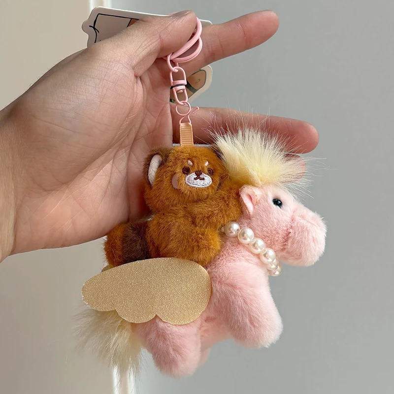 

Rainbow Pony Plush Small Pendant Doll Couple's Bag Pendant Cute Girl's Schoolbag Accessory Keychain