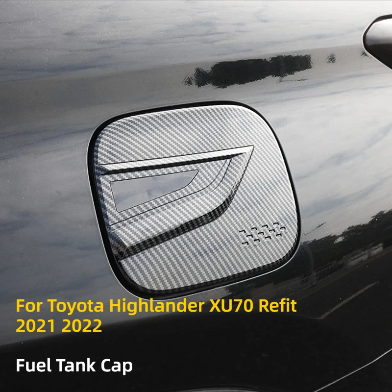 

For Toyota Highlander XU70 Refit 2021 2022 Carbon Fiber Fuel Tank Cap Cover Trims Accessories