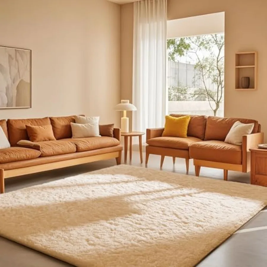 

Beige Rugs for Living Room Bedroom 6x9 Fluffy Fuzzy Furry Carpet Plush Soft Shaggy Bedside Indoor Floor Area Rug for Girls Boys