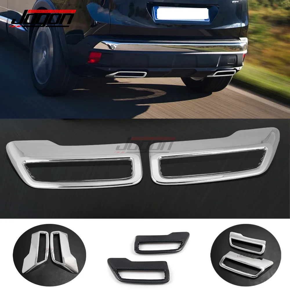 For Peugeot 3008 II 5008 T87 2017 2018 2019 2020 2021 2022 2023  Car Exhaust Pipe Chrome Rear Exhaust Pipe Tail Muffler Tip