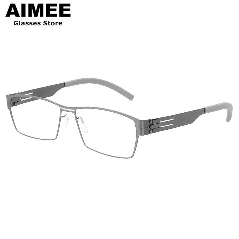 Men’s Square Business Glasses Frame Stainless Steel Ultralight Prescription Eyeglasses Germany Brand Design Optical Spectacles