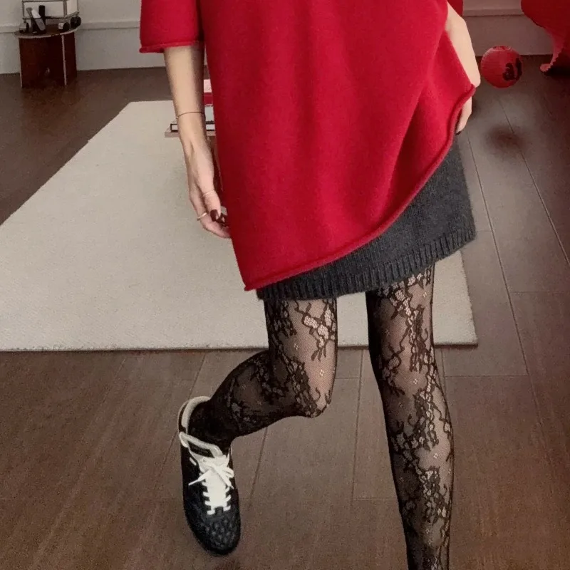 Spring Summer Sun Protection Tights Irregular Three-dimensional Flower Lace Legging Jumpsuit Elastic Socks Ankle-length Socking