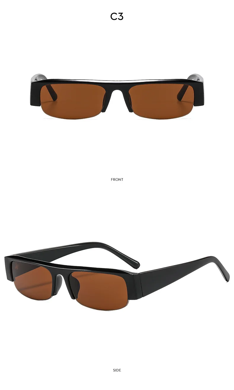 Vintage Kleine Rechteckige Halbrahmen-Sonnenbrille in Schwarz für Neue Mode Leoparden-Farbverlauf Sonnenbrillen Damen Trendige Fahrbrillen – Detail 16
