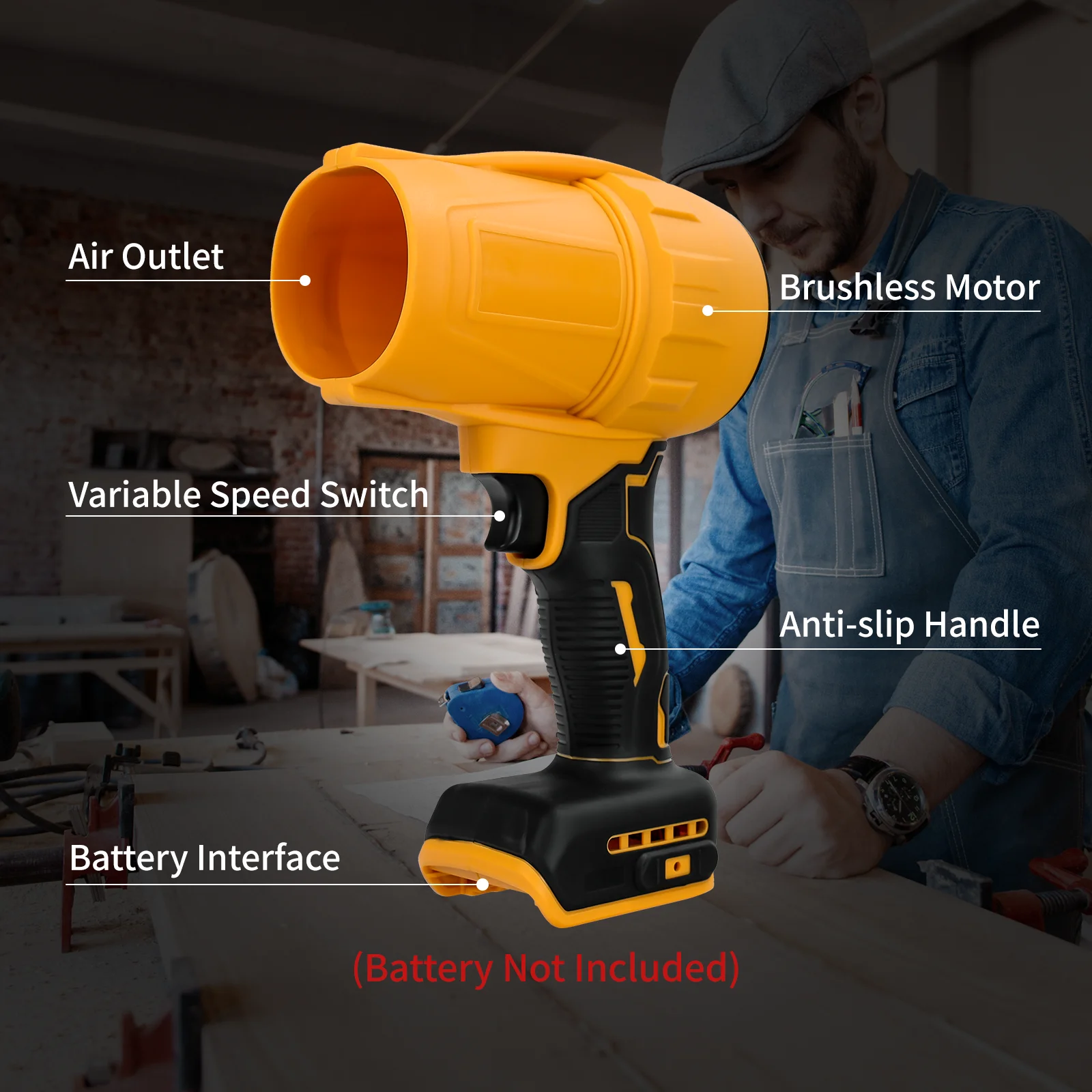 منفاخ هواء كهربائي بدون فرش، مروحة توربو نفاثة 30000 دورة في الدقيقة، أداة كهربائية محمولة لنفخ الغبار لبطارية ديوالت 20 فولت (بدون بطارية)