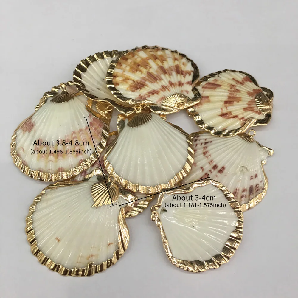 5pcs/set Natural Shell Pendant Golden Edge Charms for DIY Women Men Necklace Summer Decor Jewelry Making Accessories Daily Gifts