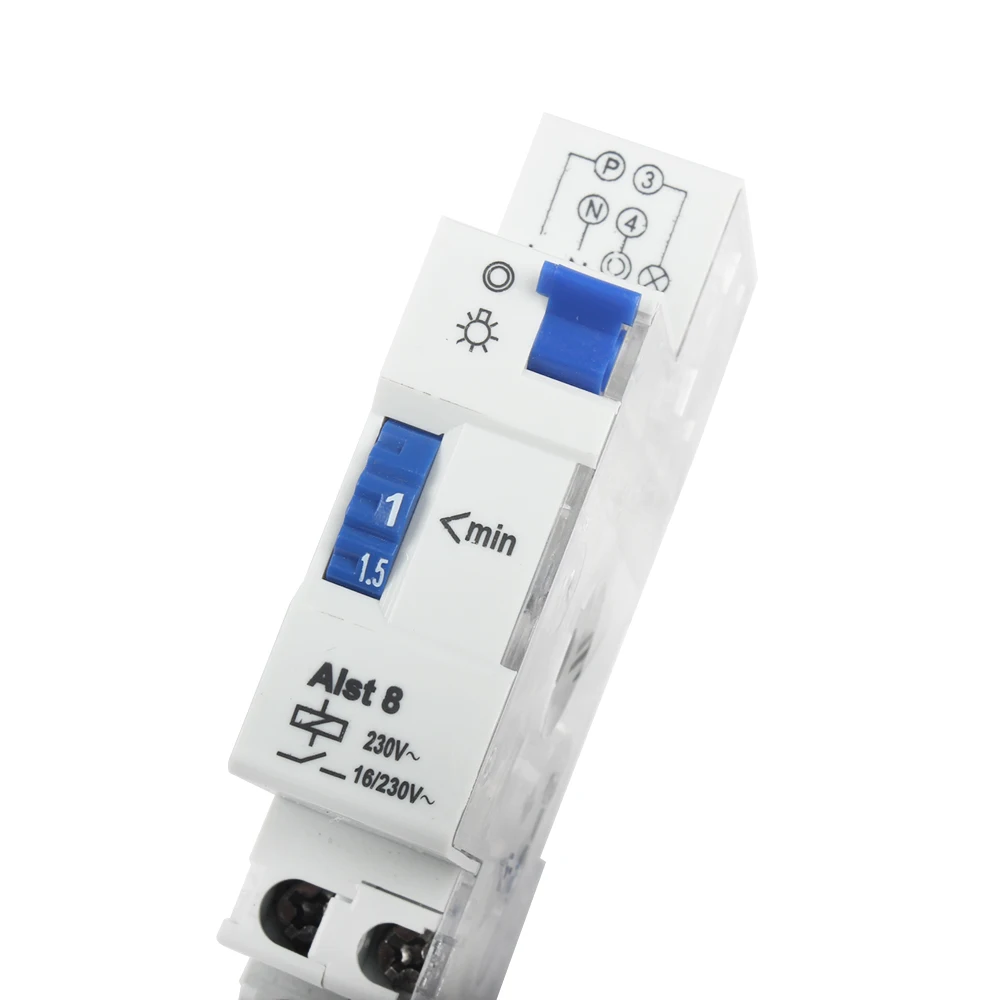 1pc DIN Rail Timer Switch for Staircase Lighting Controller ALST8 7Mins /ALC18 20 Minutes 220VAC Staircase Lighting Timer Switch