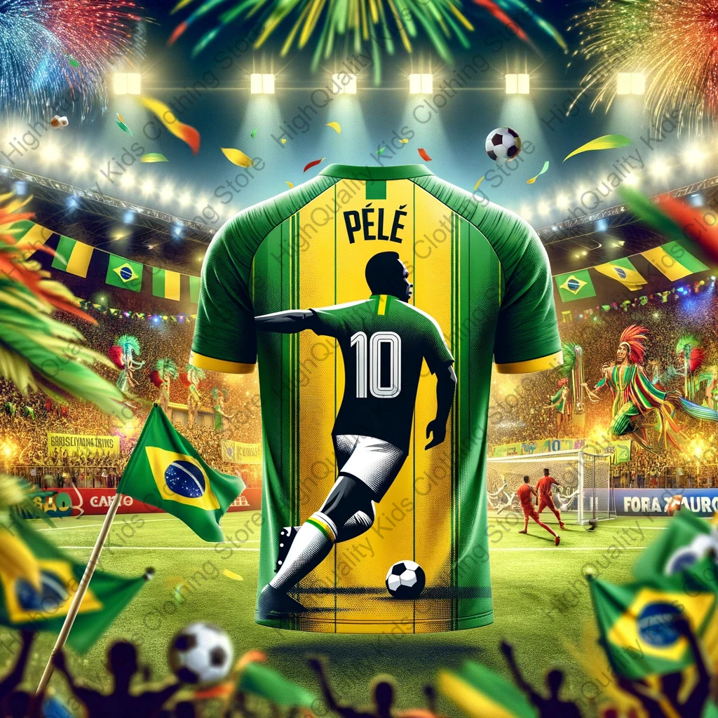 Tribute to the football king Pele #10 Brazil Football Jersey For Adults & Kids Summer Soccer Training Aldult Child Tops Clothing