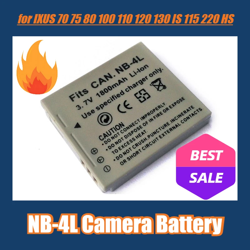 

NB-4L Camera Battery 3.7V 1800mAh for IXUS 70 75 80 100 110 120 130 IS 115 220 HS