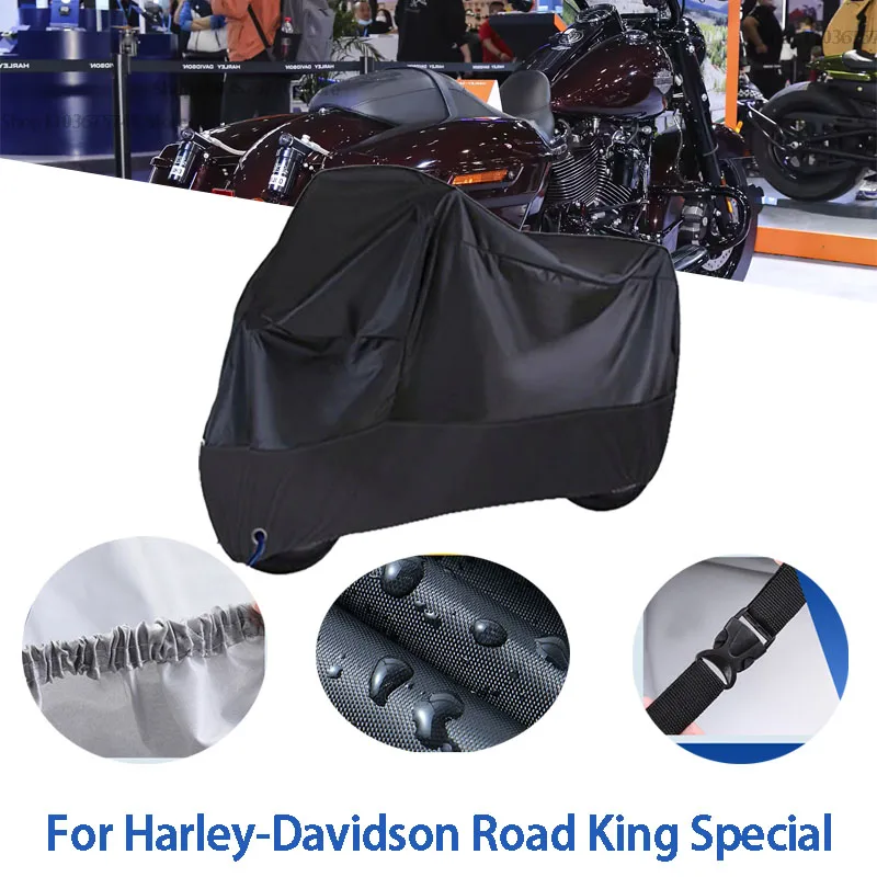 

Полные чехлы для мотоцикла Harley-Davidson Road King, специальный автомобильный чехол на открытом воздухе, защита от солнца, пыли, без ушей, утолщенный чехол-оксфорд