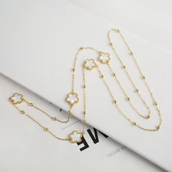 88cm Long Sweater Chain Double Sided Acrylic New Design Pendant Necklace Luxury High Quality Women's Gilded Party Gift Clover