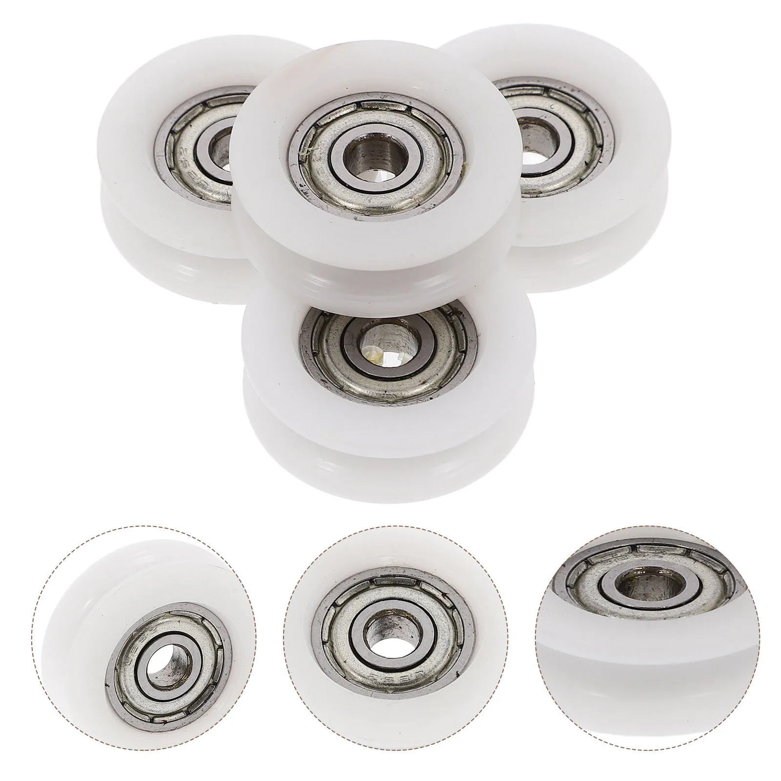 

4pcs Nylon U Groove Pulley Bearings Durable Plastic Wheel Guide For Sliding Doors Windows Smooth Operation Easy Install White
