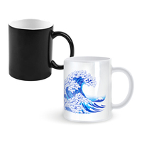 Kanagawa Cat Wave WhiteCoffee Mugs And Mug Creative Color Change Tea Cup Ceramic Milk Cups Novelty Gifts