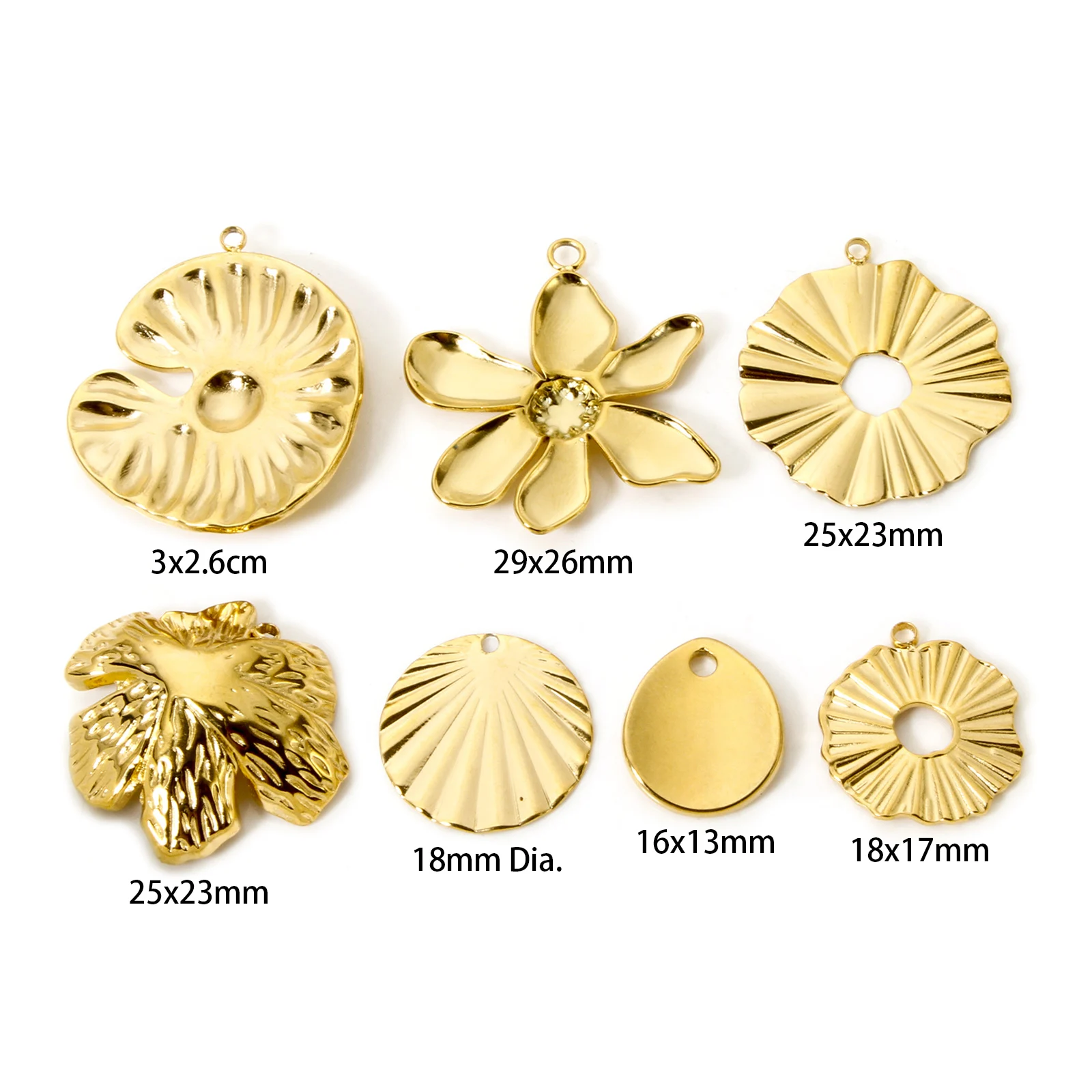 2 قطعة موضة هندسية 304 دلايات من الفولاذ المقاوم للصدأ لصنع المجوهرات 18K مطلية بالذهب الحقيقي زهرة قلادة قلادة Findings بها بنفسك النتائج