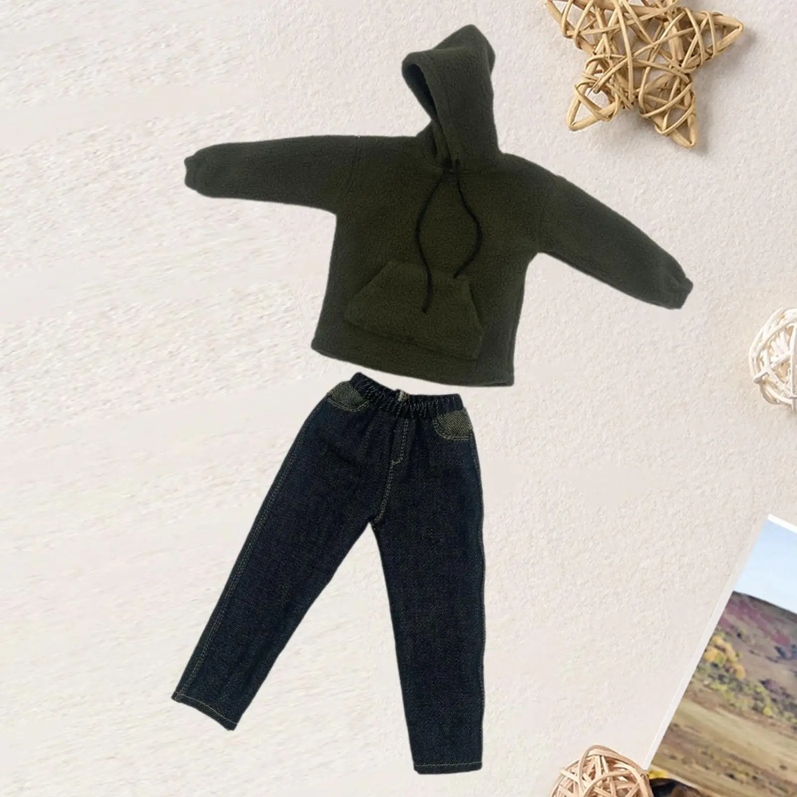 

2Pcs Fashion 1/6 Hoodies and Jeans Miniature Clothing Handmade Doll Clothes for 12 inch Male Action Figures Accessories
