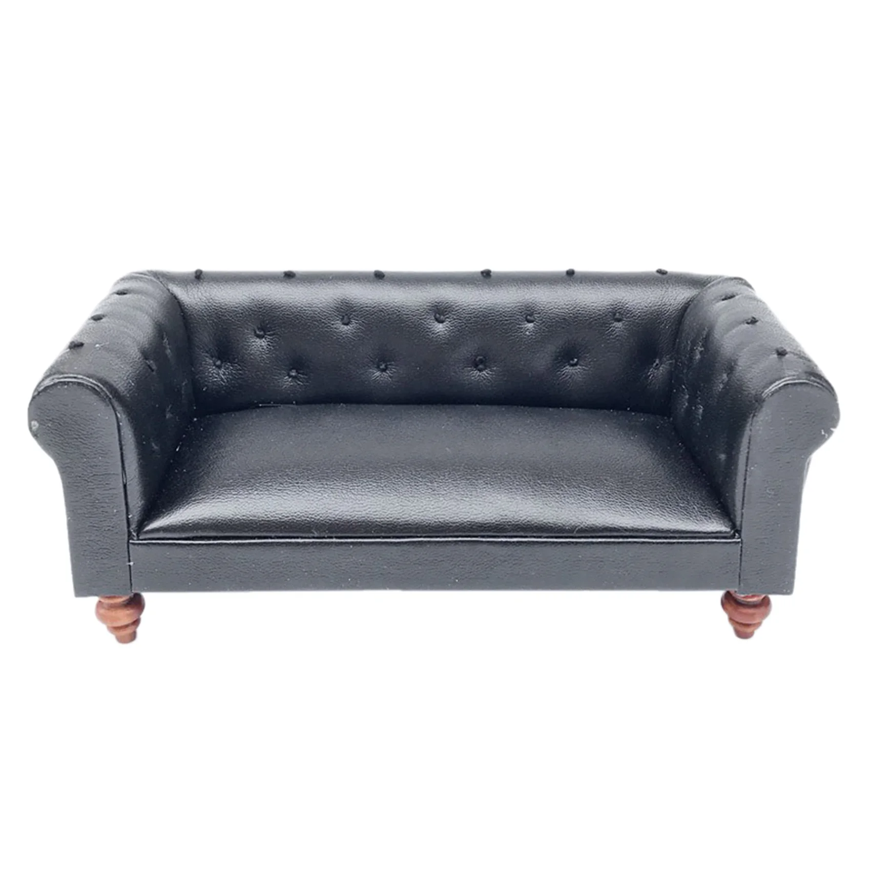 

A72I 1/12 Bedroom Furniture Long Sofa Recliner Couch Doll House Decoration Miniature Accessory Black