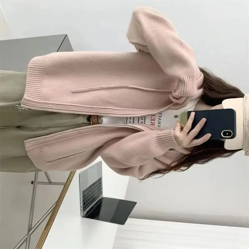 

Новый высококачественный осенне-зимний кардиган, женский свитер, куртка, повседневное элегантное вязаное пальто с длинными рукавами и капюшоном, женские трикотажные топы