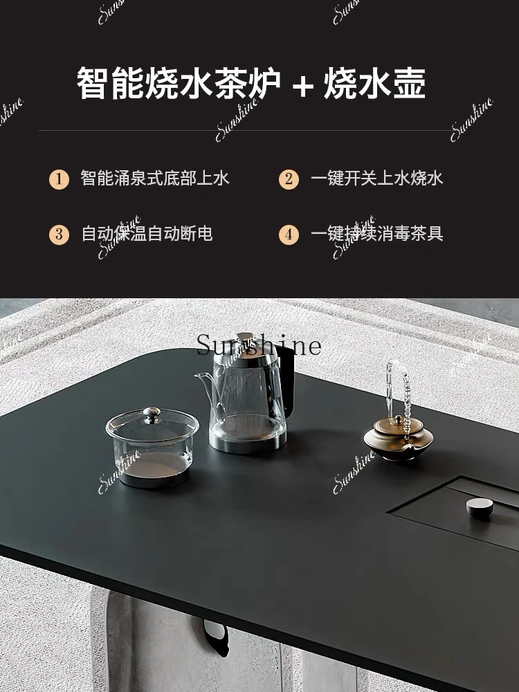 Light luxury rock slab tea table, simple modern creative high-end multi-functional integrated tea table and chair combination  F