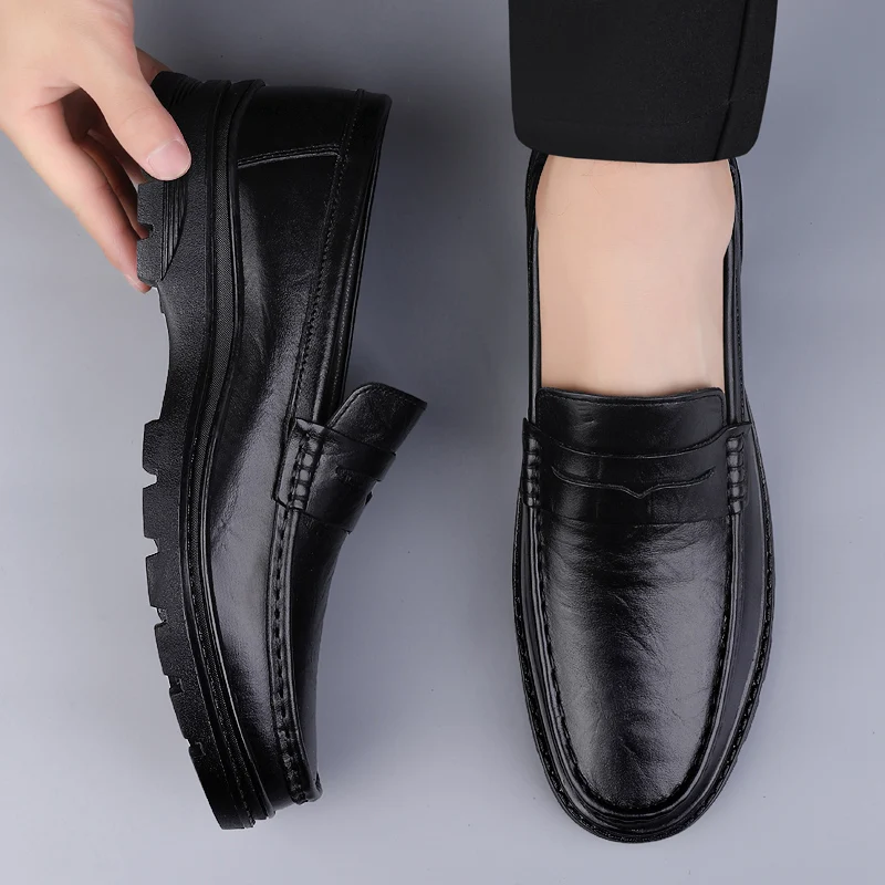 Men\'s New Luxury Brand Genuine Leather Loafers Business  Dating Formal Party Casual Shoes High Quality Flats Male Walking Shoes