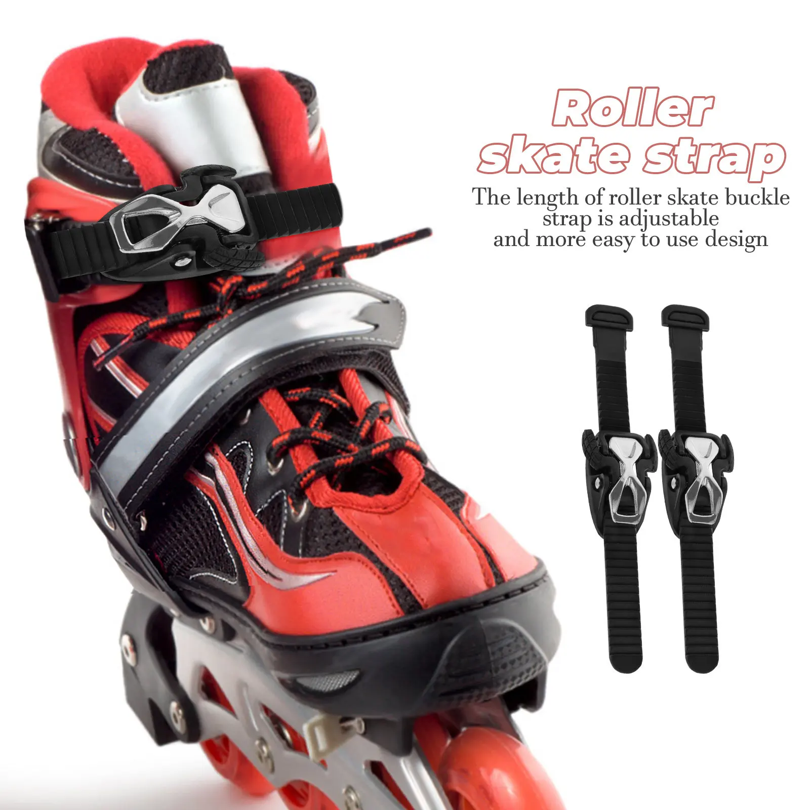 2Sets Roller Skate Buckle Strap Easy Install Portable Skate Replacement Buckle Strap for Skating Shoes Roller Skating