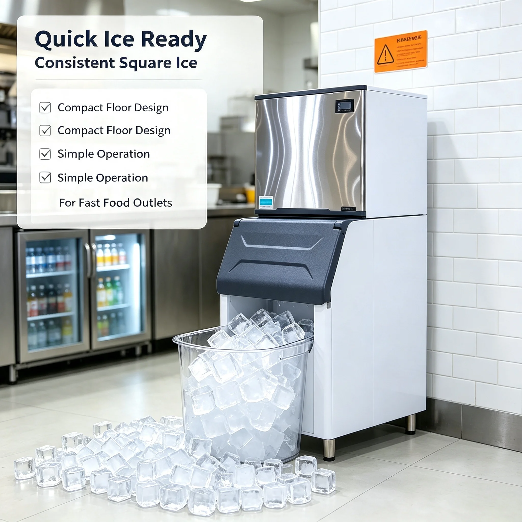 Commercial Ice Maker 200Kg Cube - Commercial Ice Machine 200kg 24H Cube